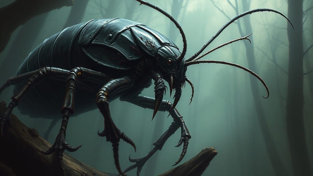Dark Abyssal Creature with Scars and Black Shell, LITRPG Fan...