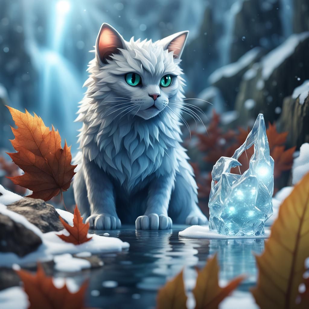 Autumn Cat Pokemon Emerges from Frosty Landscape in Stunning...