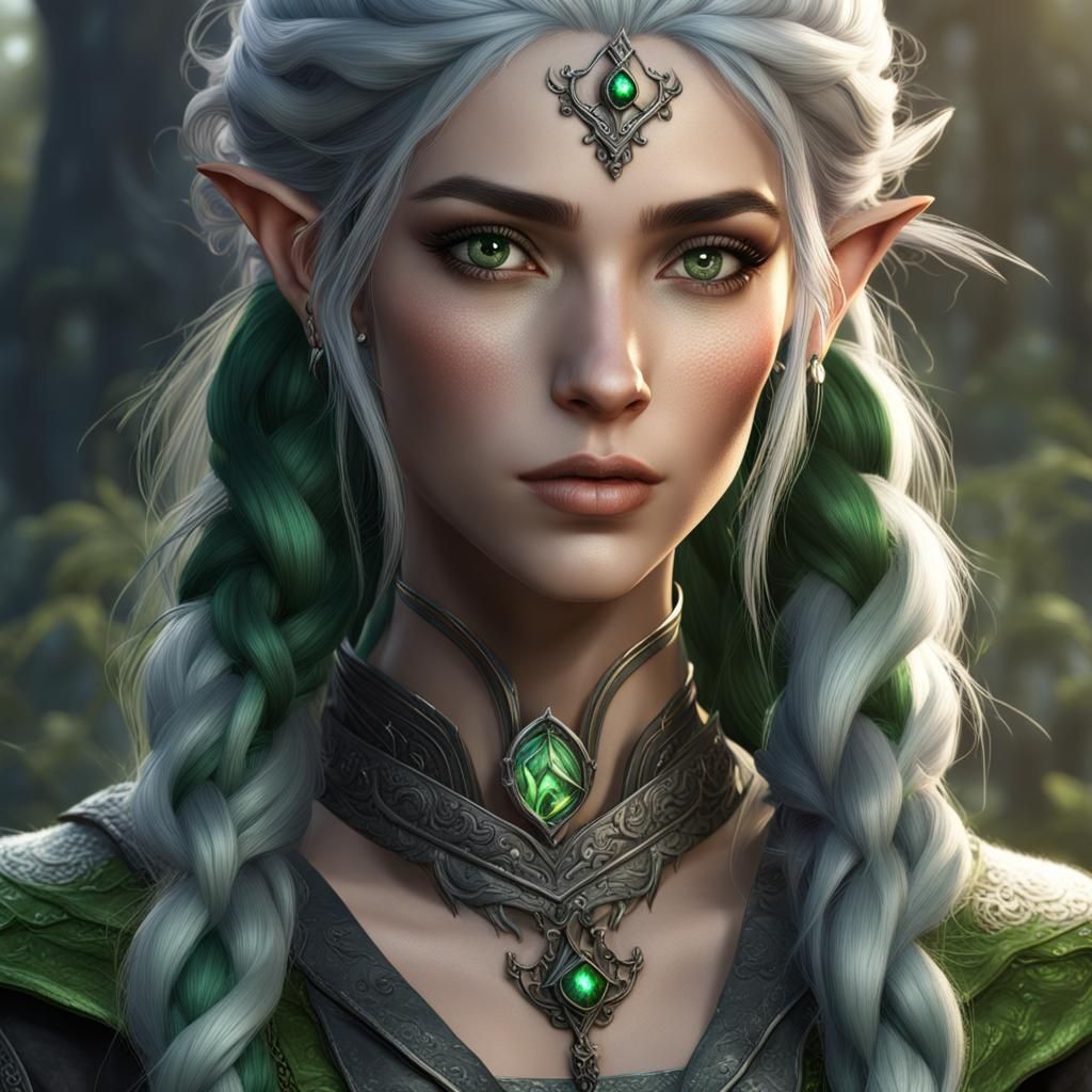 Ethereal Half-Elf with Iridescent Hair