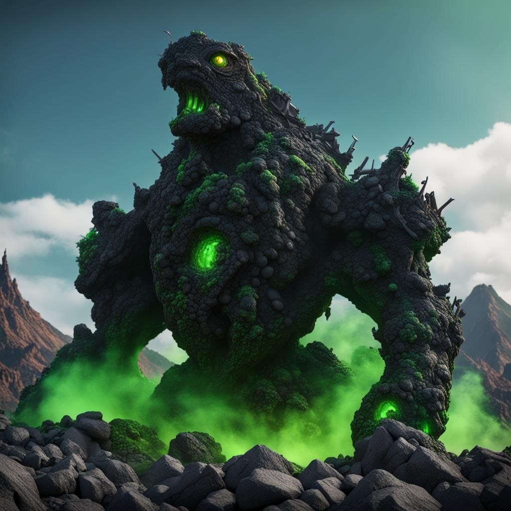 Volcanic Warrior: A Fantastical Creature of Rock and Fire