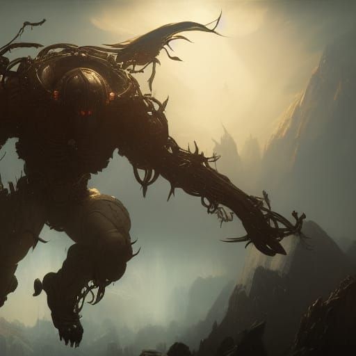 Epic Dark Fantasy Masterpiece in Cyberpunk Style