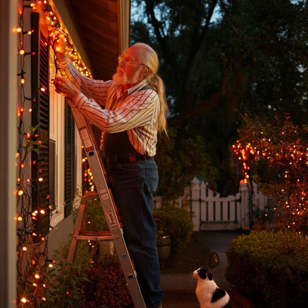 Traditional Home Decorated with LED Halloween Lights