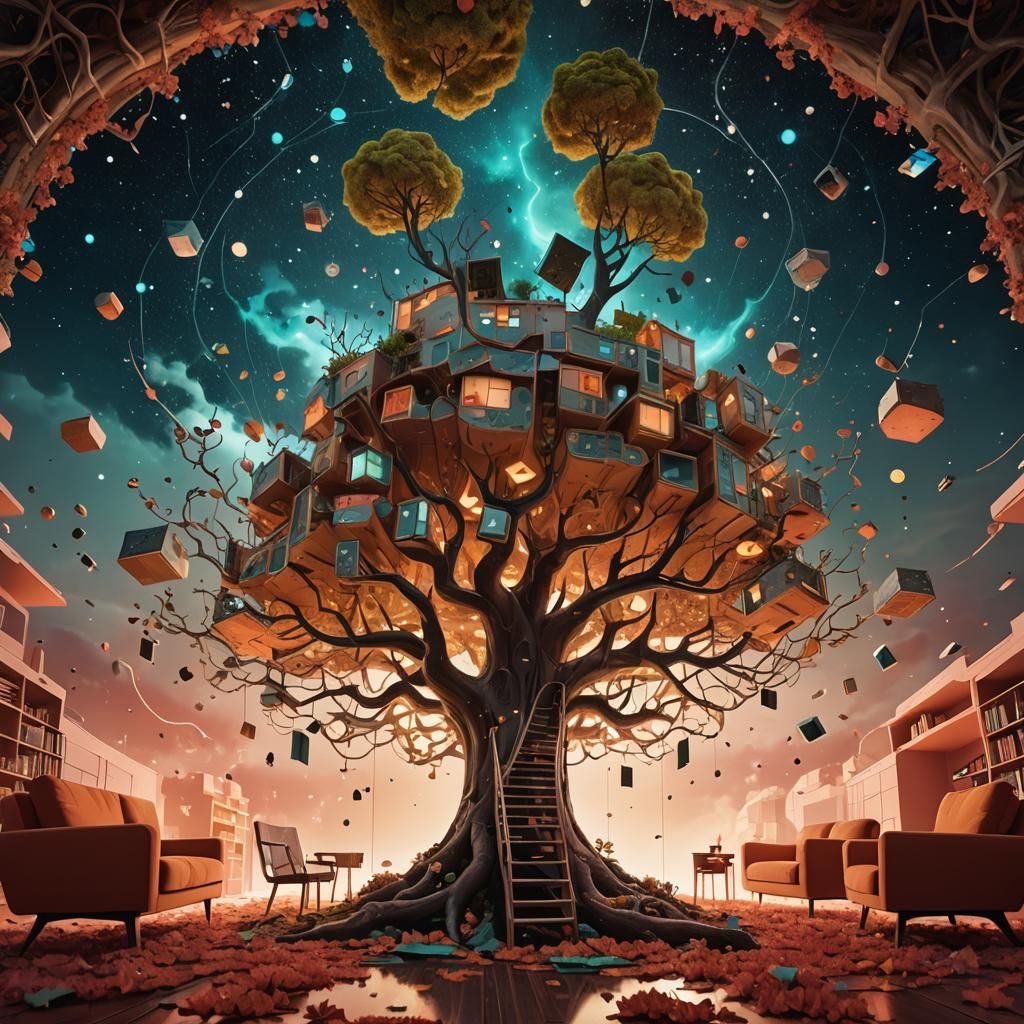 Cosmic Dreamscape: Abstract Expressionist Futuristic Oasis