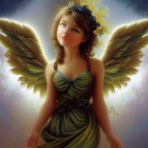 Ethereal Angel Child in Whimsical Fantasy Art