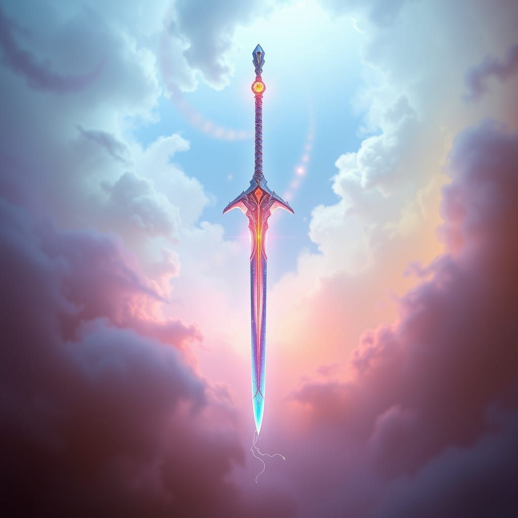 Sword of Celestial Dreams in Vibrant Futuristic Style
