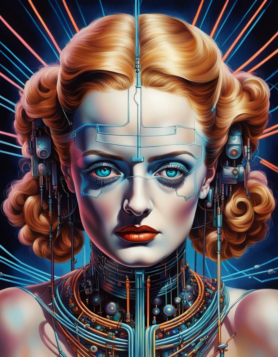 Bette Davis as Cybernetic Goddess in Classicist Portrait