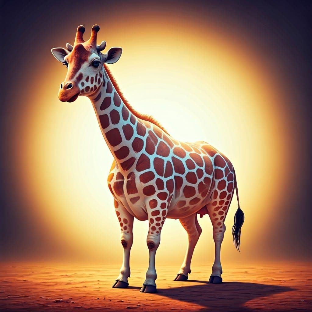 Cow-Giraffe Hybrid Roams Vibrant Savannah