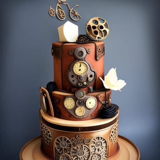 Ethereal Steampunk Wedding Cake in Gothic Splendor