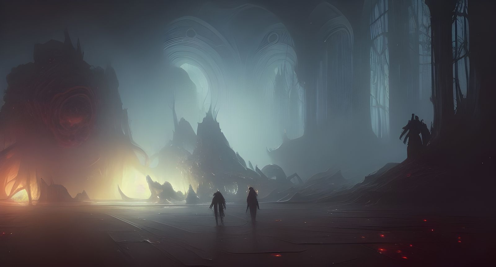 Dark Fantasy Cosmic Horror in Volumetric Lighting