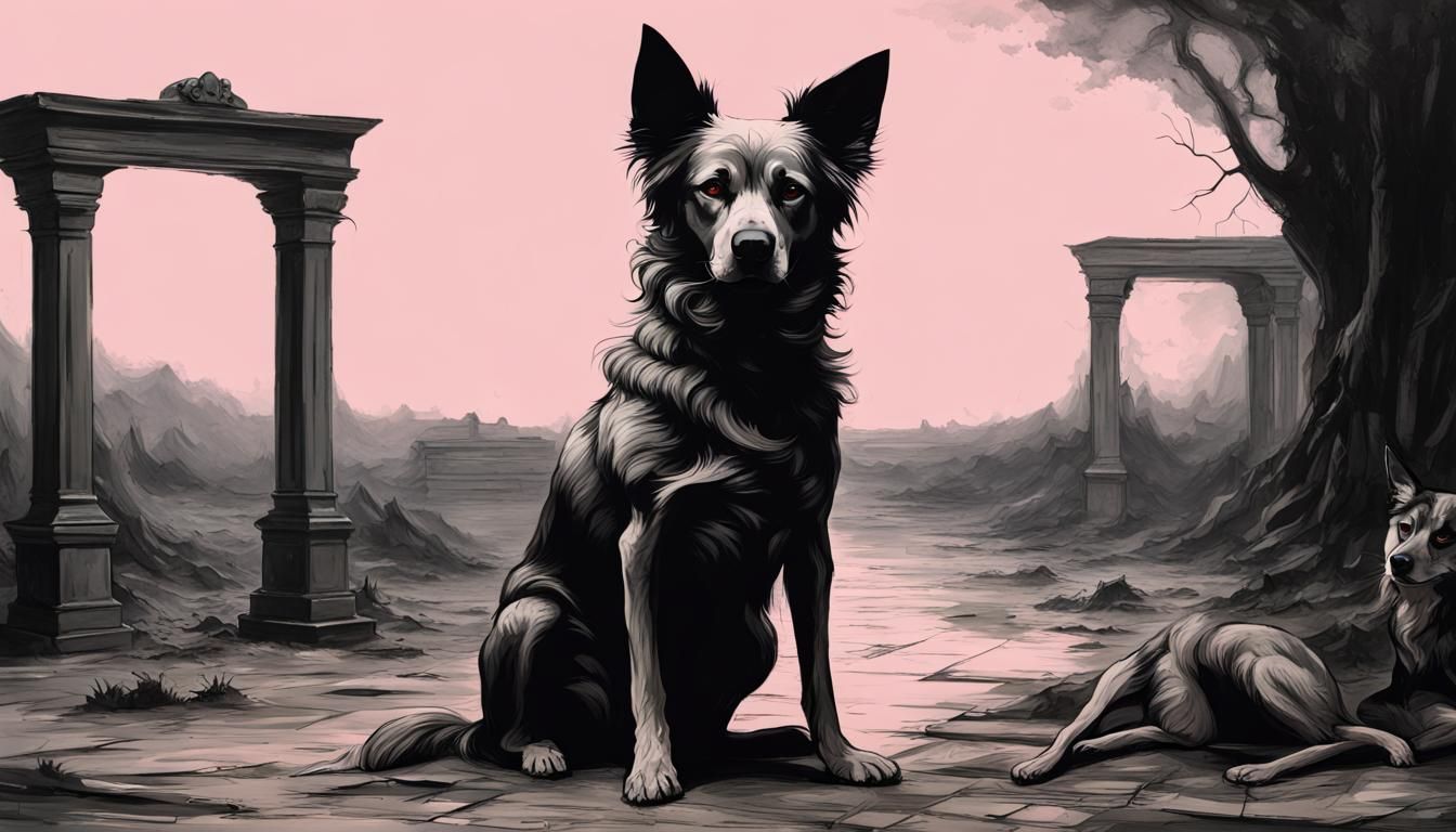 Grim Guardian of Apocalypse in Dark Vaporwave