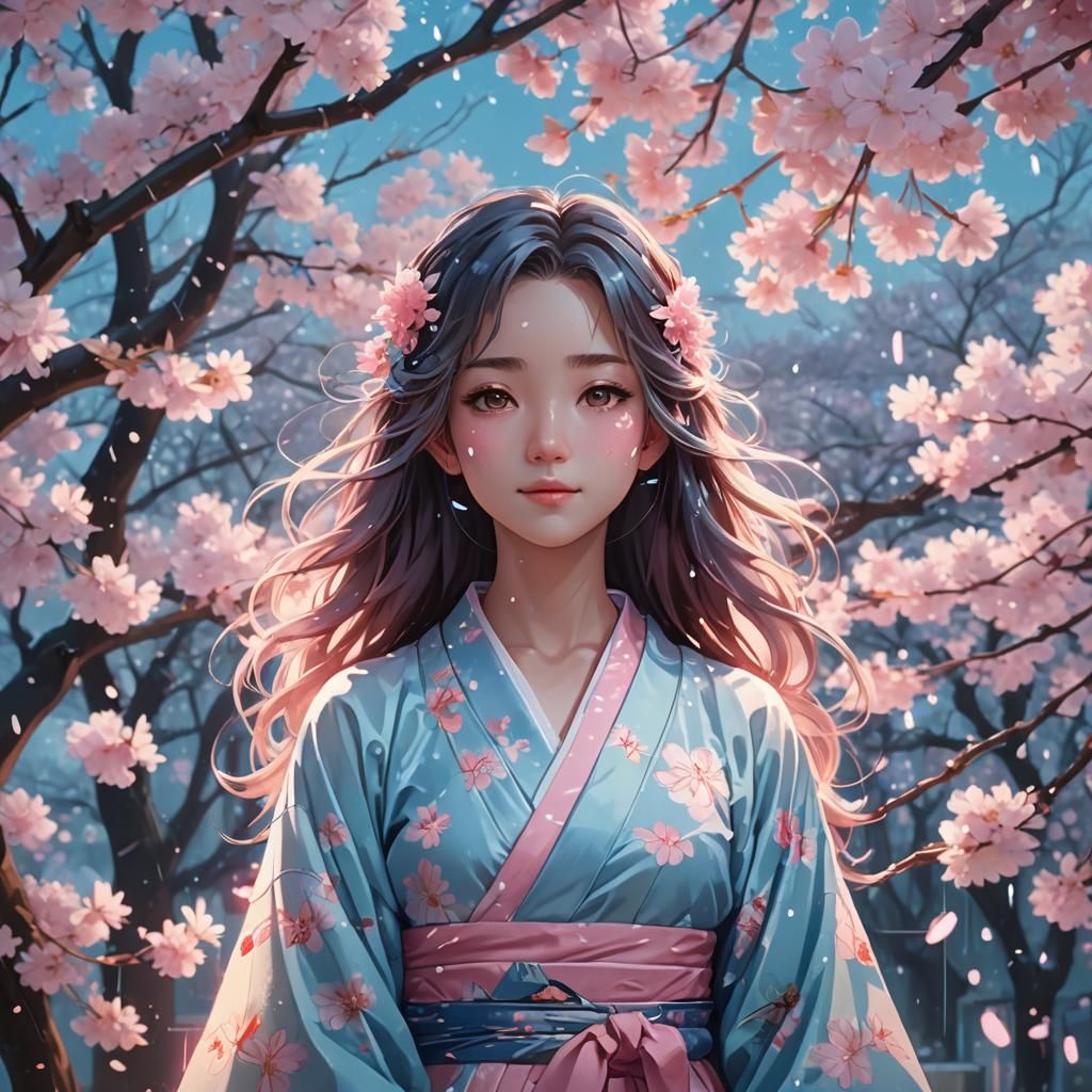 Dreamy Anime Girl in Vibrant Hues