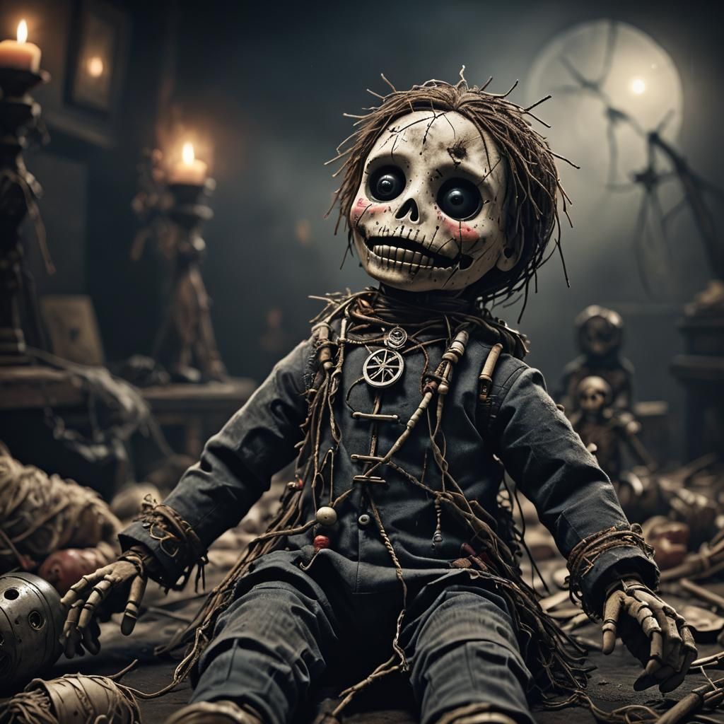 Epic Cinematic Voodoo Doll in Dark Monochrome
