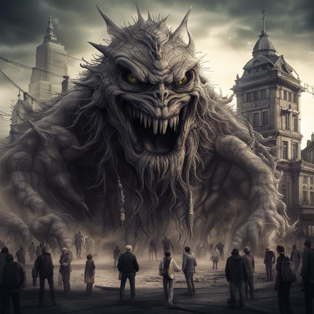 Epic Cyberpunk Nightmare in a Bustling Cityscape