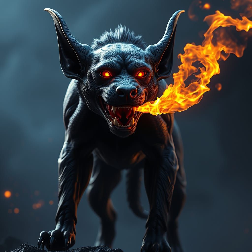Muscular Demon Dog in Dark Fantasy Art
