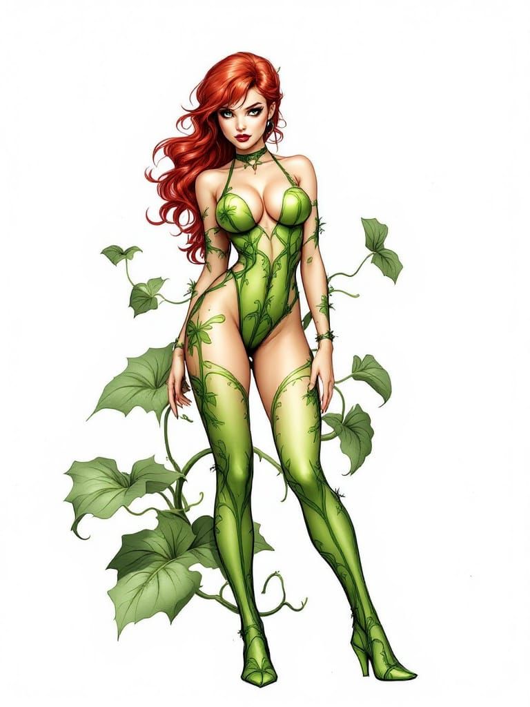 Poison Ivy Pin-Up in Comic Book Style