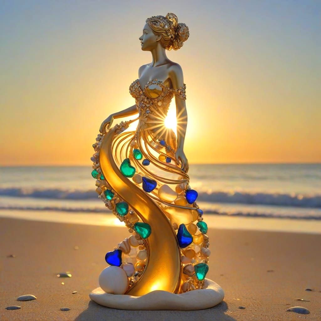 Sea Glass Woman Sculpture Twisting Skyward Like Ocean Wave