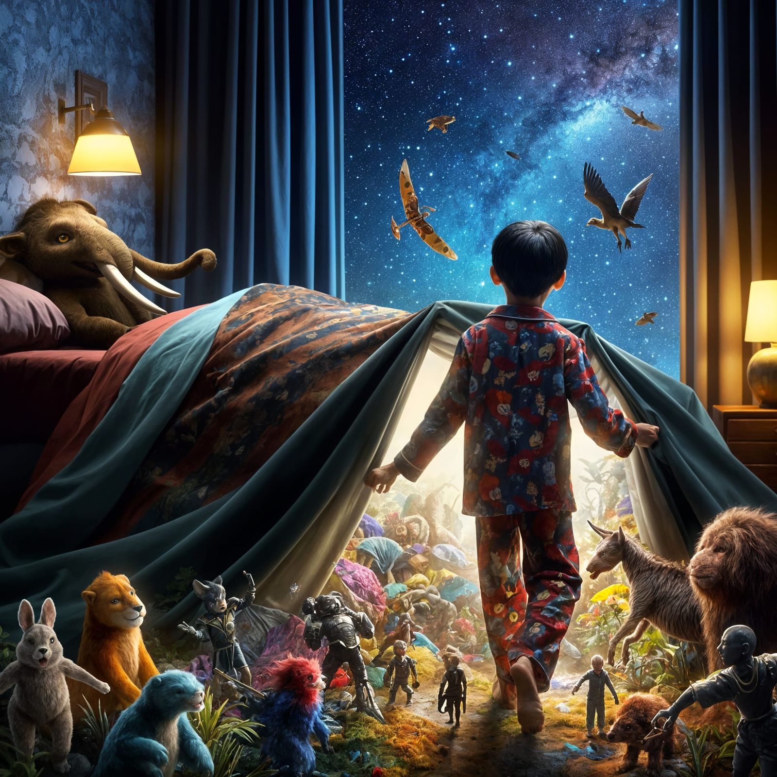 Boy's Whimsical Bedroom Tent Opens to Fantastical World