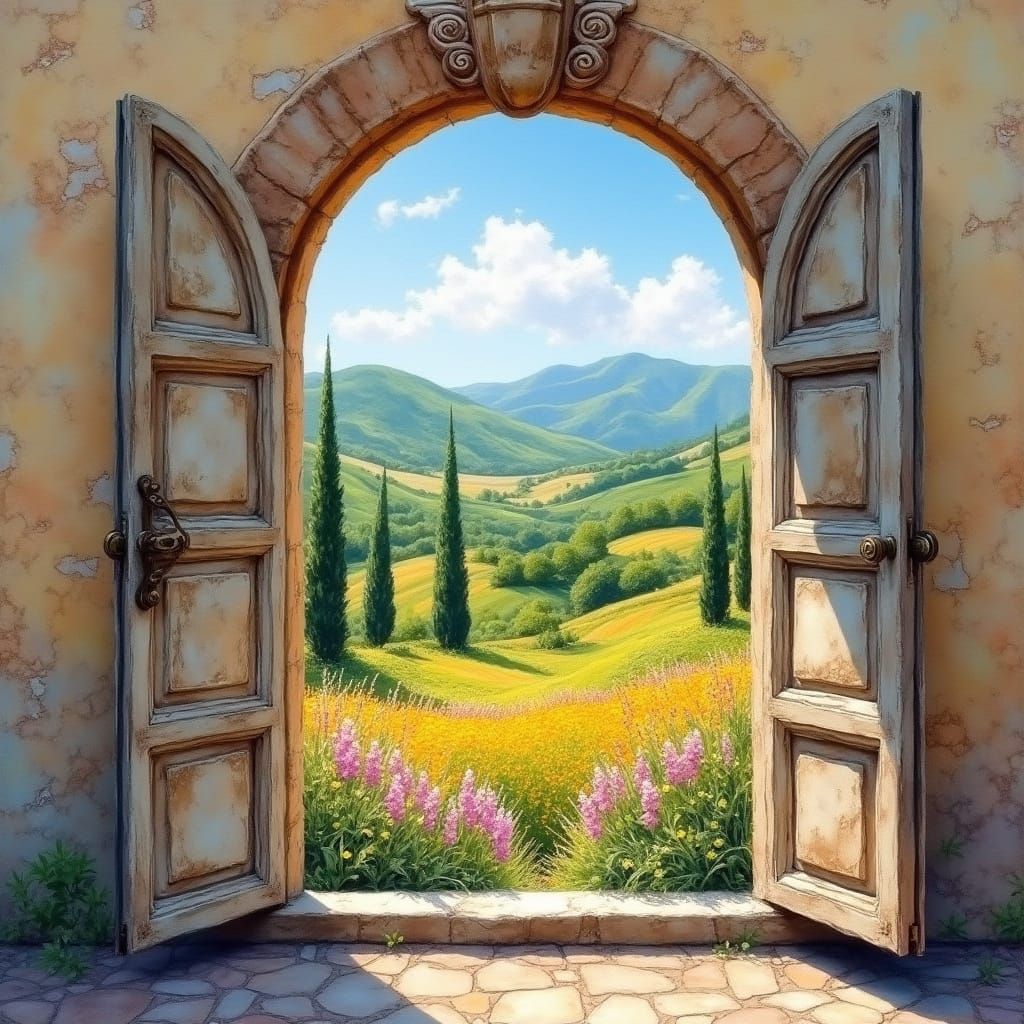 Open Window to Tuscany's Vibrant Landscape