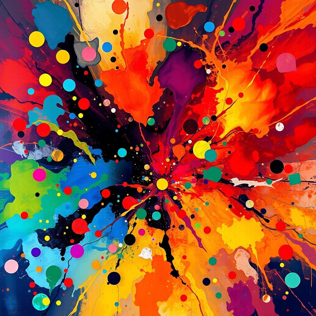 Abstract Color Explosion in Mixed Media Style