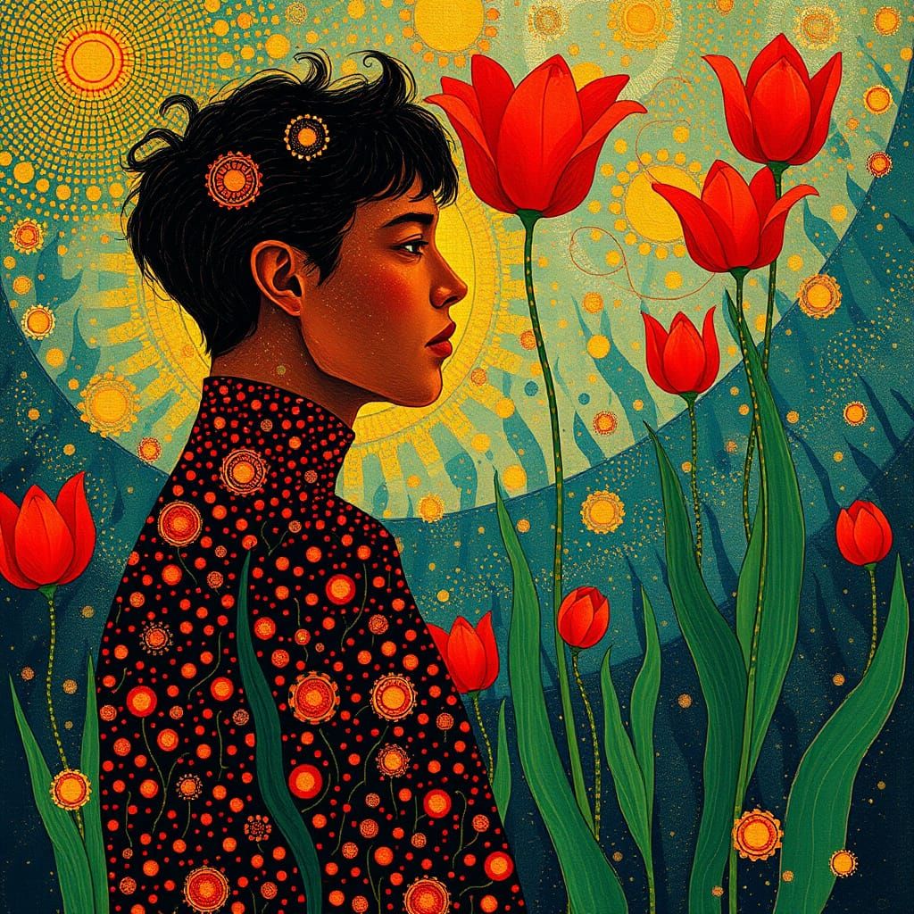 Surreal Blodeuwedd Emerges in Vibrant Klimt-Inspired Whirlwi...