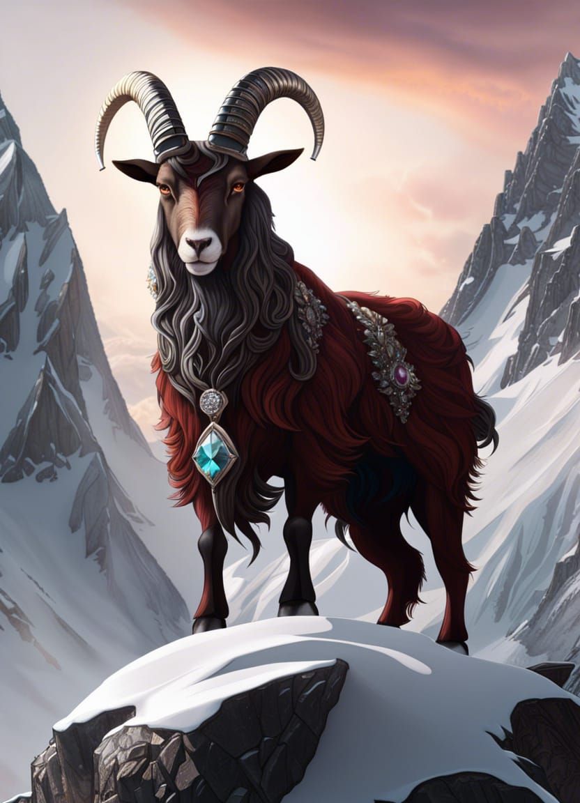Capricorn the Goat Conquers the Snowy Peak