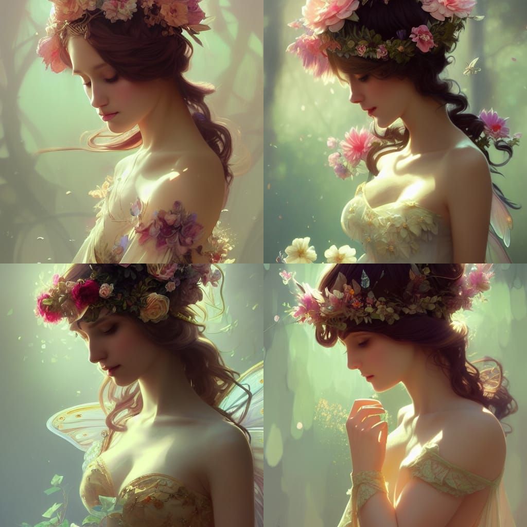 Enchanting Fairy in Elegant Victorian-Inspired Gear, Adorned...