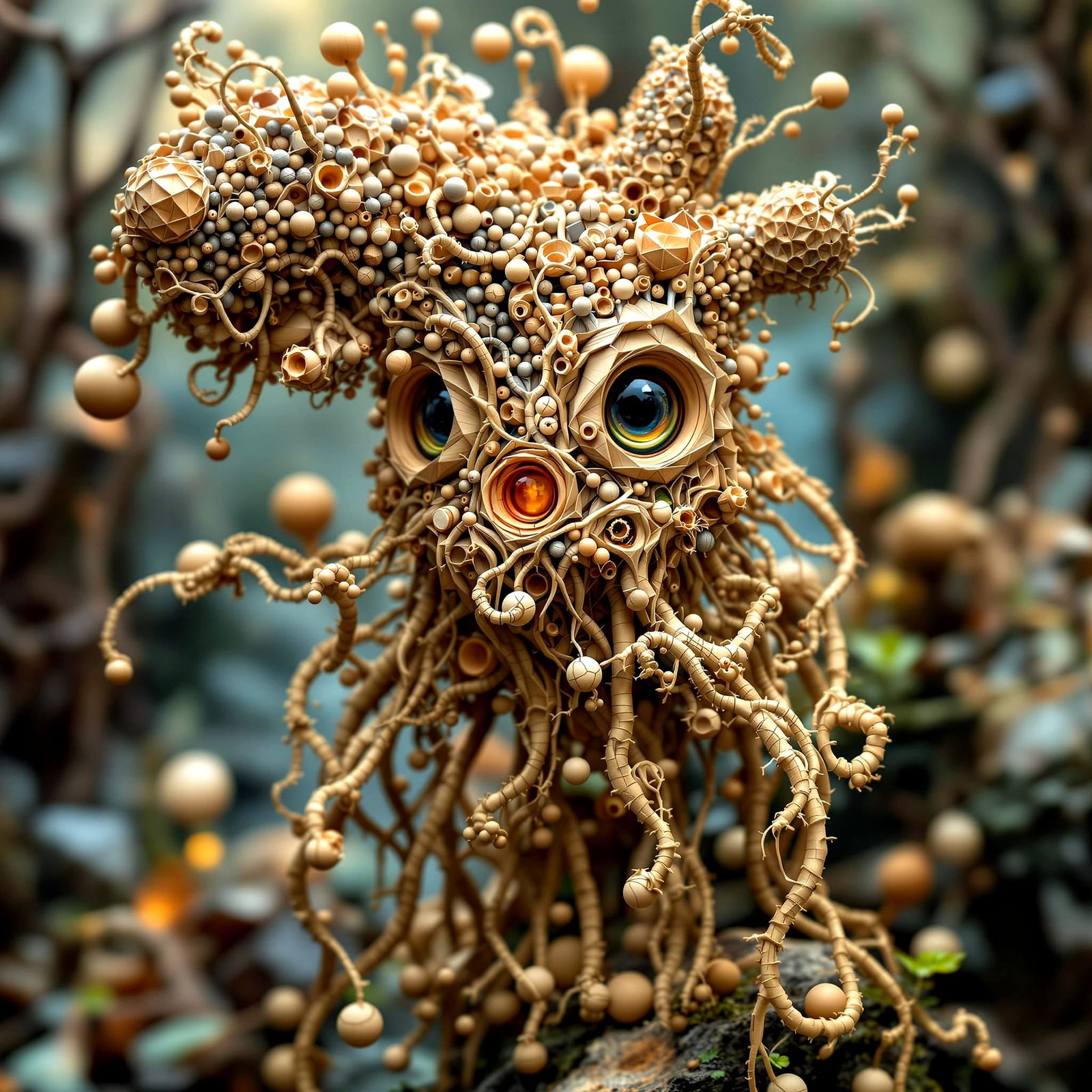 Adorable Wood Creature in Intricate 3D Photorealistic Style
