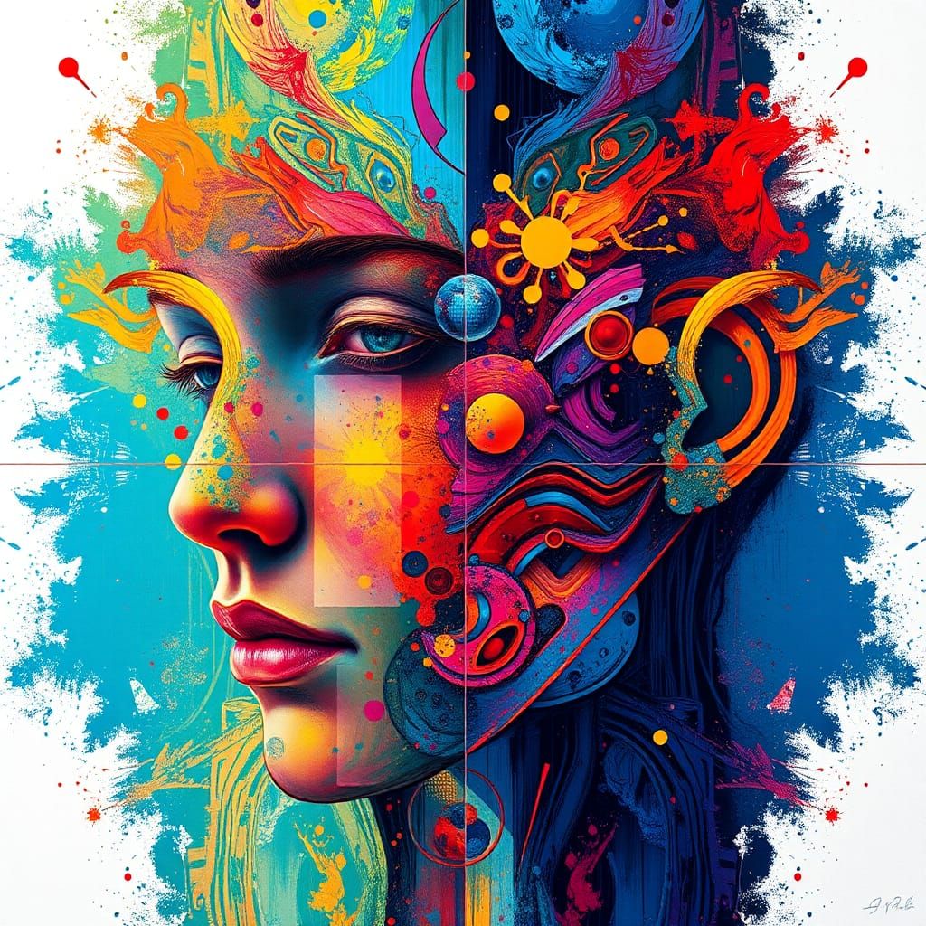 Innovating Future Worlds Using Data-Infused Biological Blueprints abstract art complementary colors fine det...