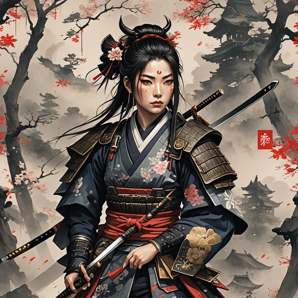 Surreal Samurai Warrior Lady