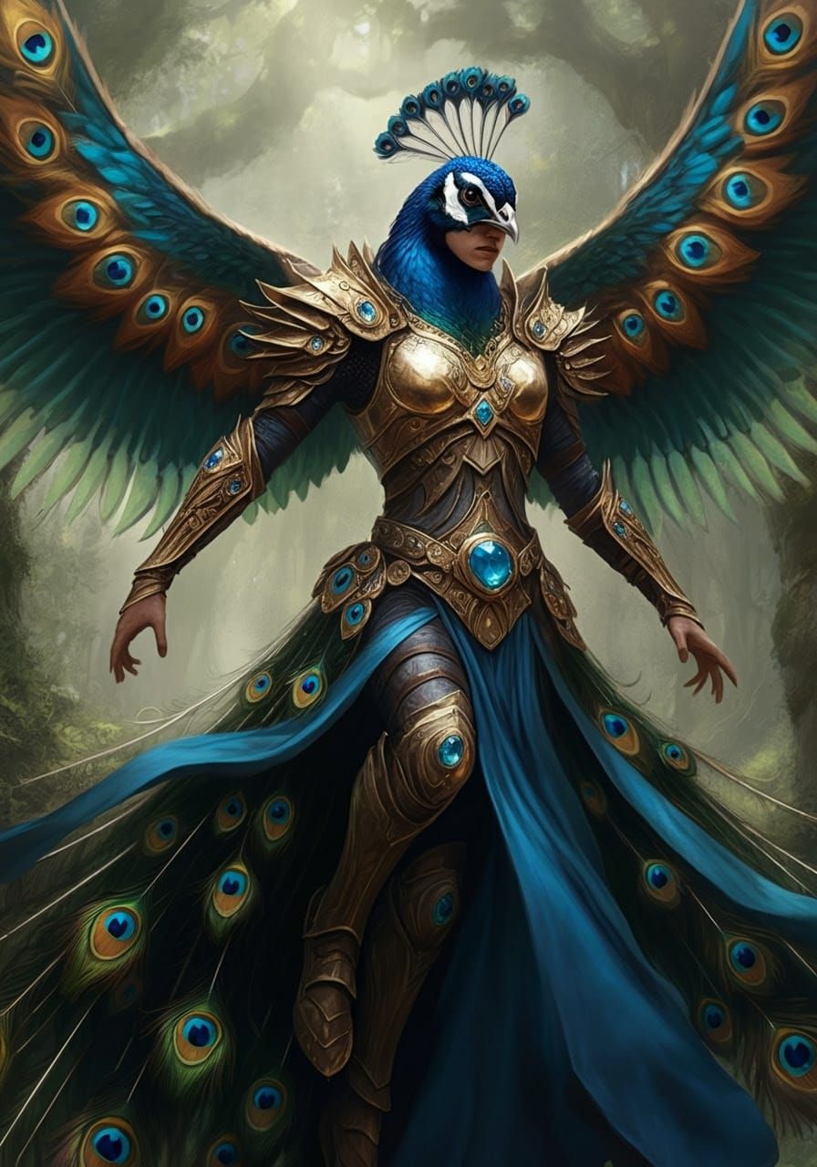 Ethereal Peacock Warrior Embodied by Magic