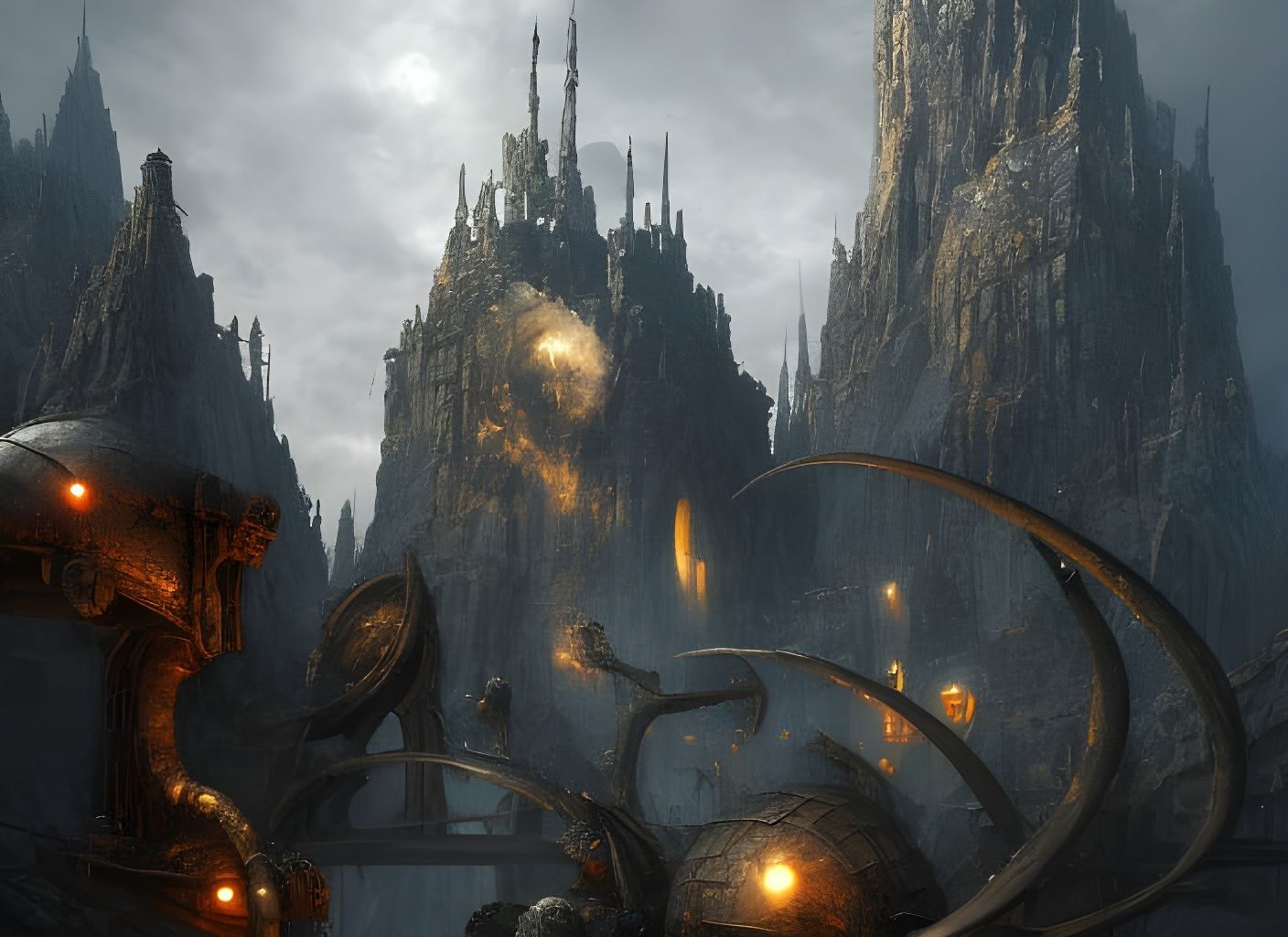 Epic Dark Castle in High-Resolution Digital Art