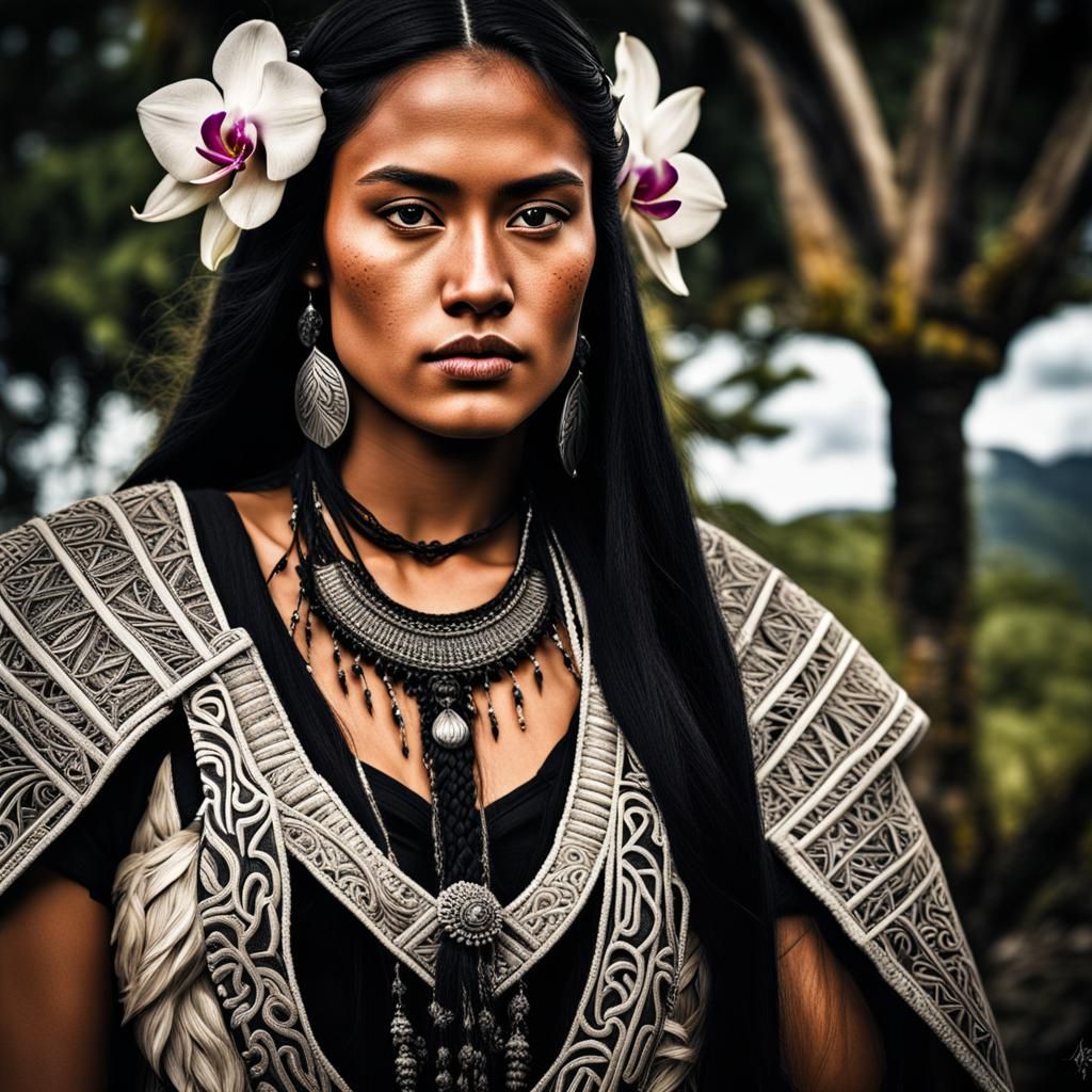 Māori Princess in Traditional Kapa Haka Attire