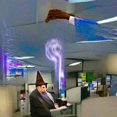 The Office Wizard as a Majestic Fantasy Figure