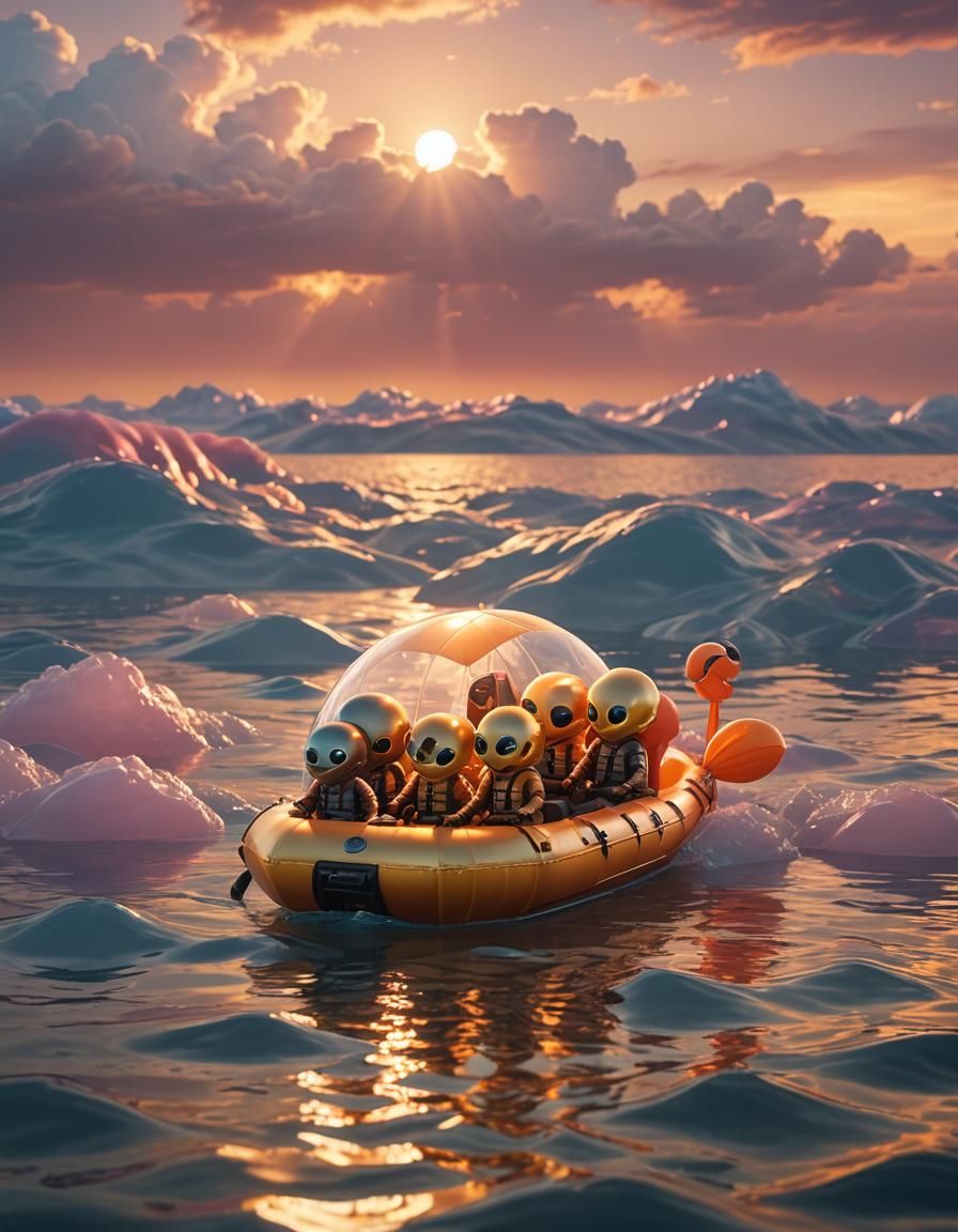 Cute Aliens Bask in Warm Sunset Glow