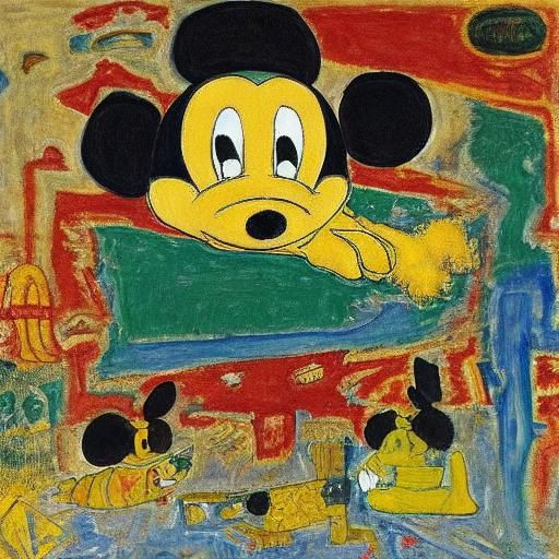 Mickey Mouse as Ancient Egyptian Pharaoh in a Surreal, Expre...
