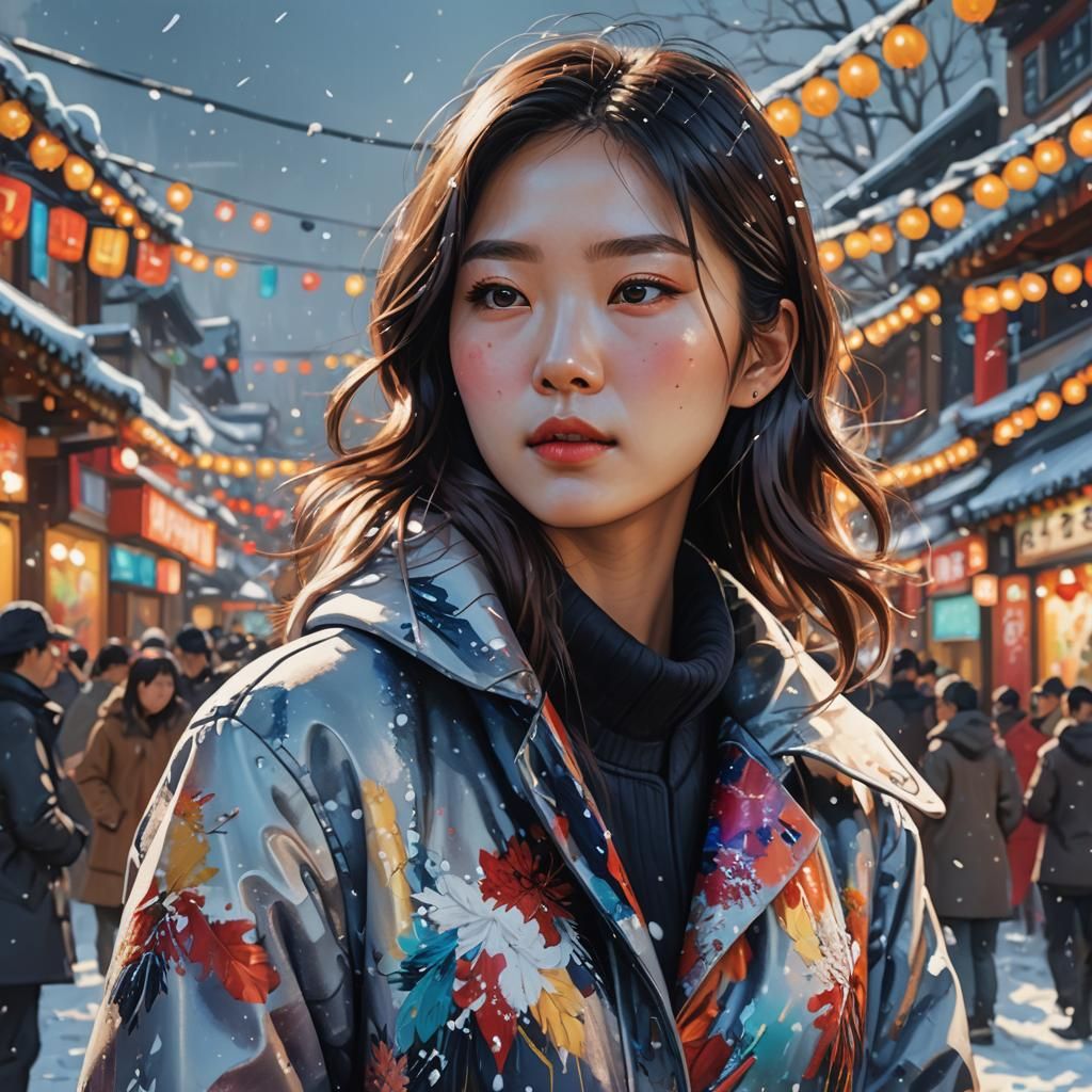 Winter Festival Beauty in Hyperrealistic Style
