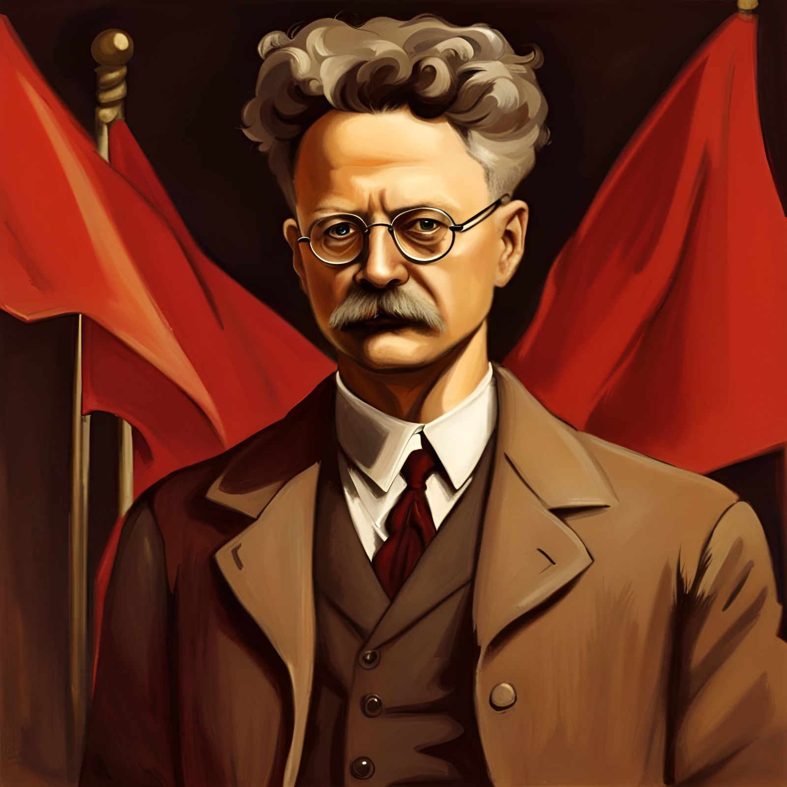 Reformer Leon Trotsky Standing Amidst Revolutionary Fervor