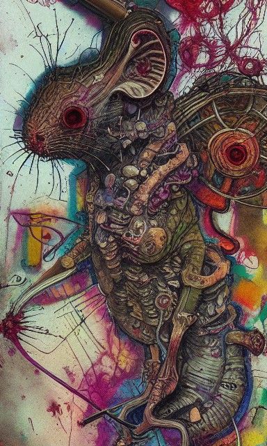 Vibrant Zombiecore Illustration of Rat Anatomy