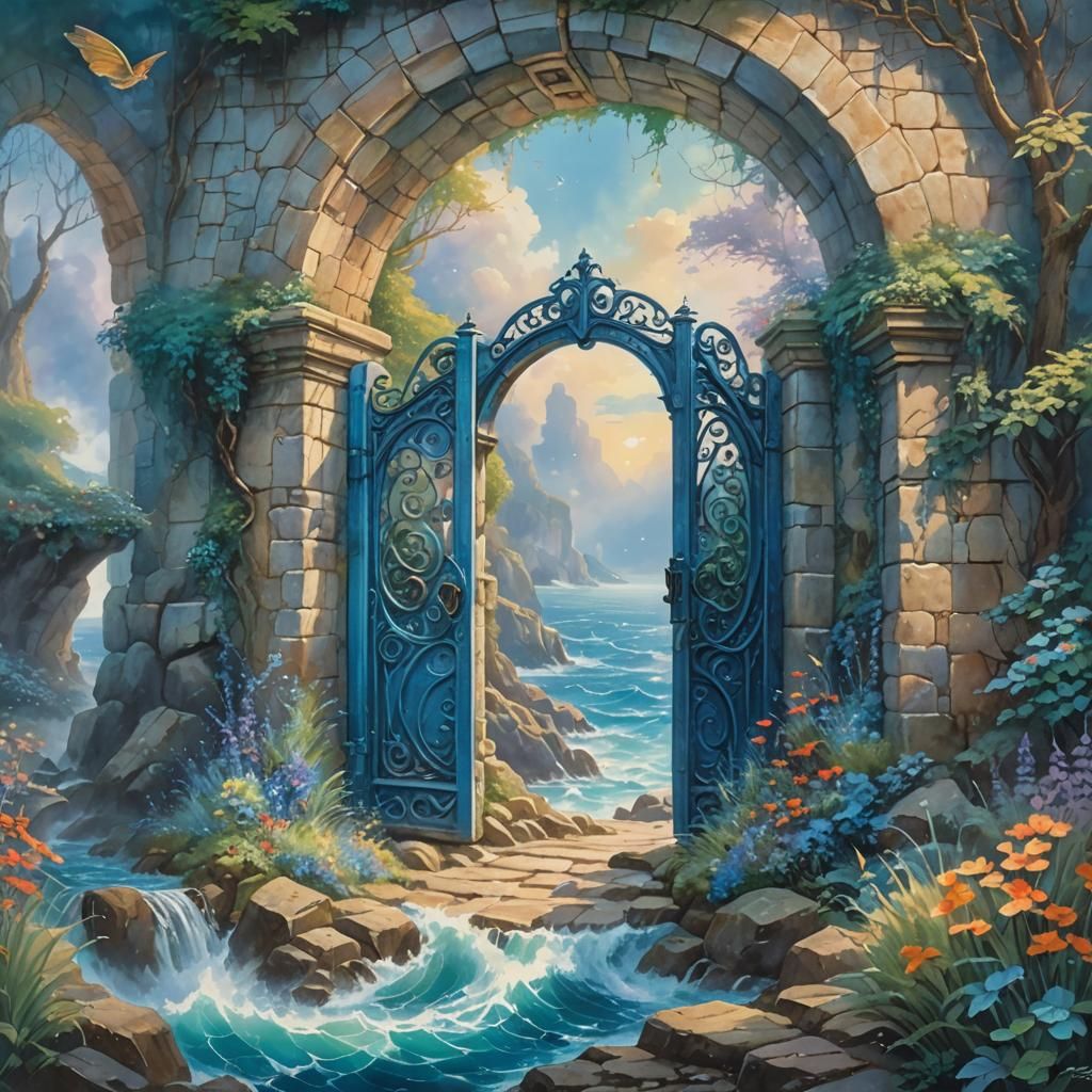 Ethereal Gouache Portal to the Seas of Faerie