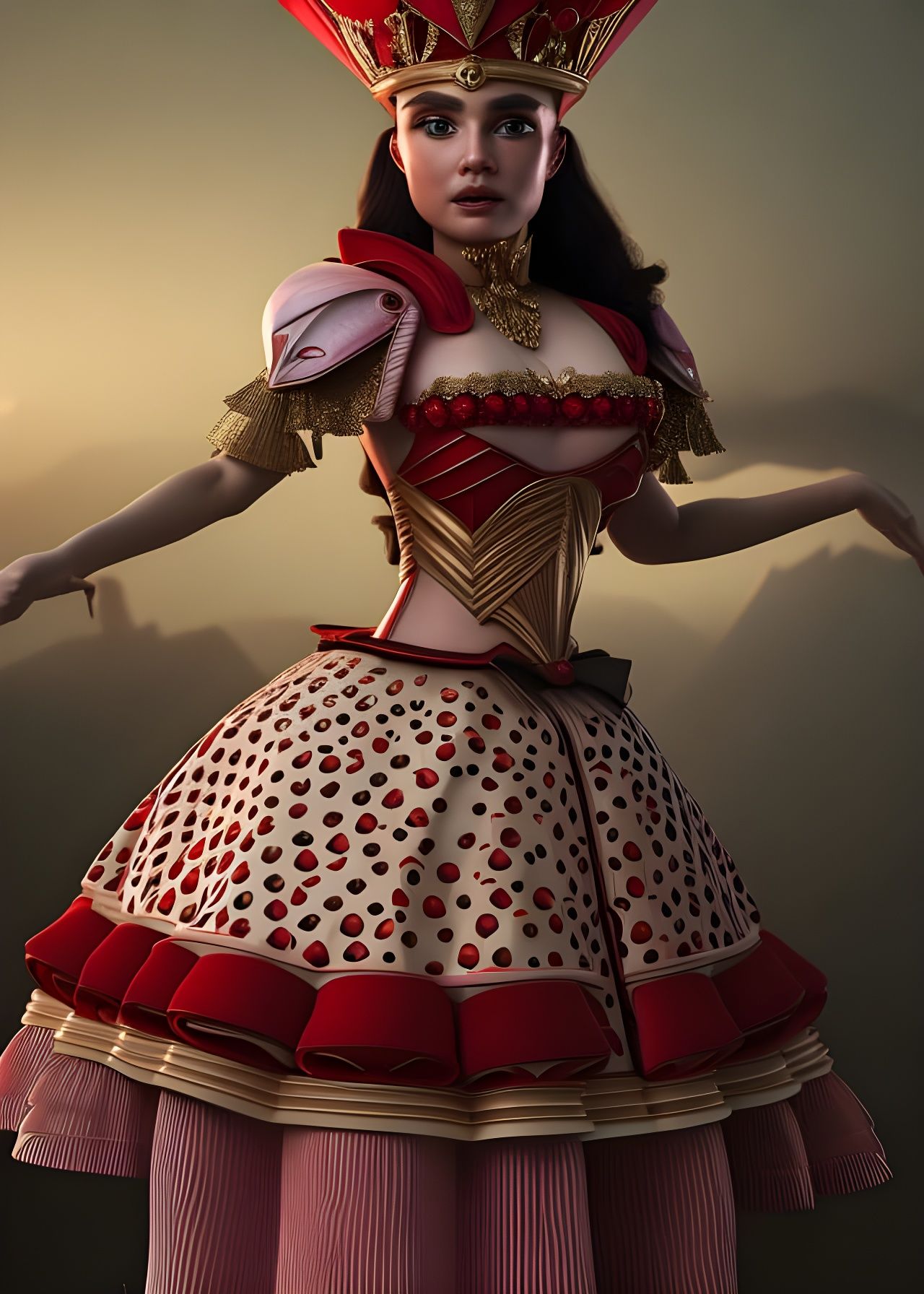 Hyperdetailed Queen of Hearts Digital Art