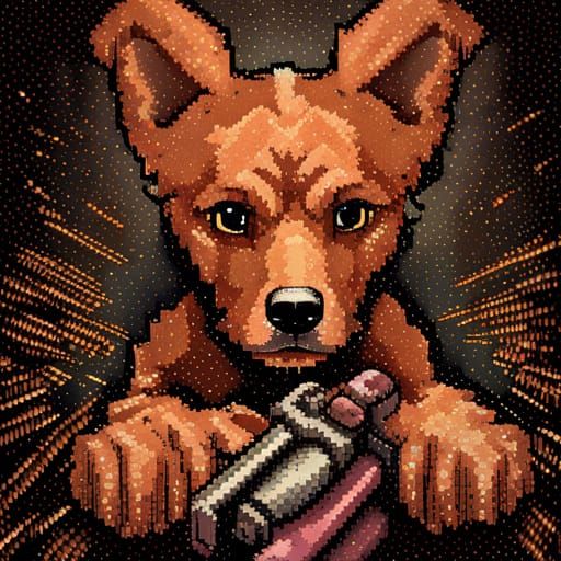 8-Bit Pixel Dog Portrait in Retro Video Game Style