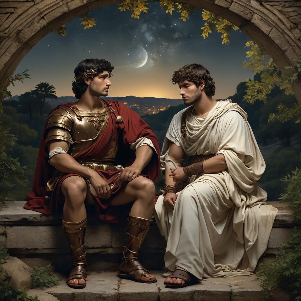 Ancient Roman Gay Couple Stargaze Under Constellations