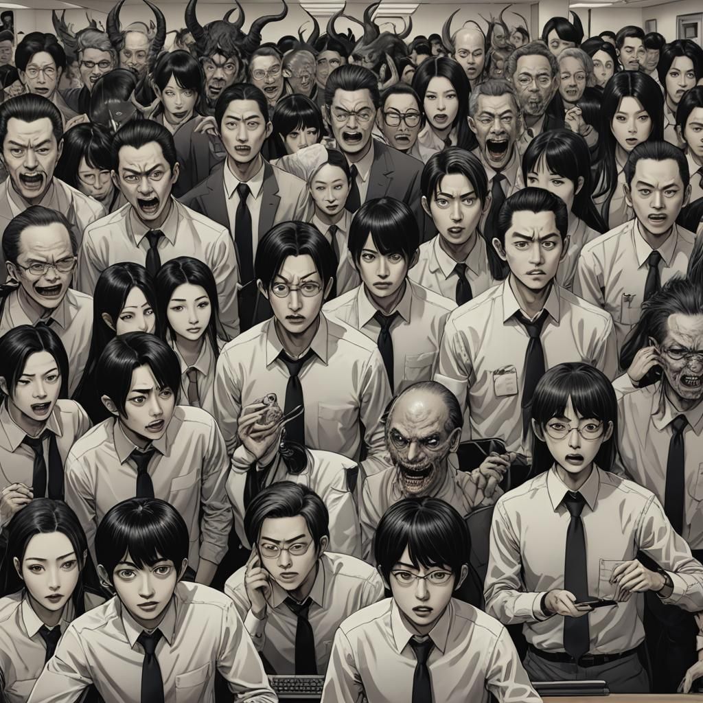 Cyberpunk Demons Emerge from Office Workers