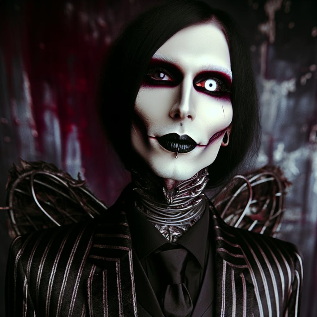 Androgynous Gothic Glam Rock Icon in Victorian Suit
