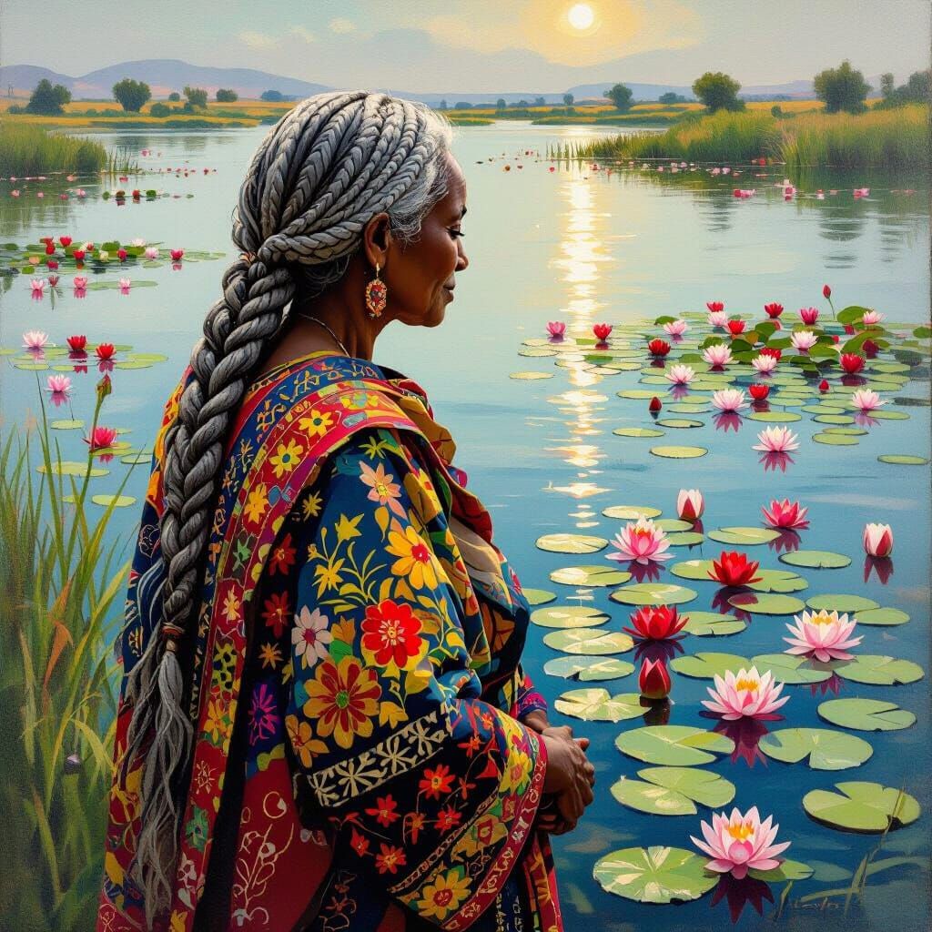 Ethiopian Lady At The Pond