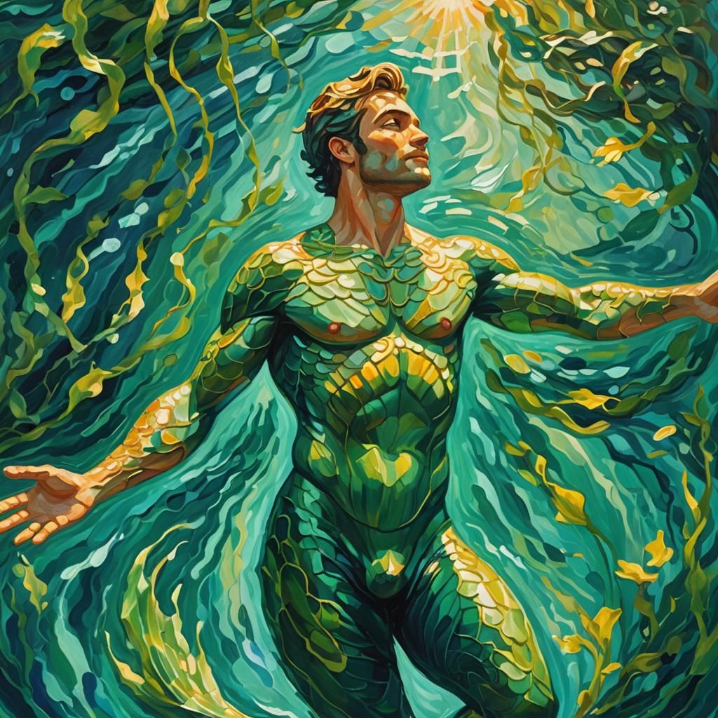 Vibrant Fauvist Mermaid in Emerald Depths