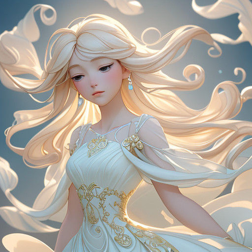 Ethereal Whimsy in Soft Focus: Serene Woman Among Clouds