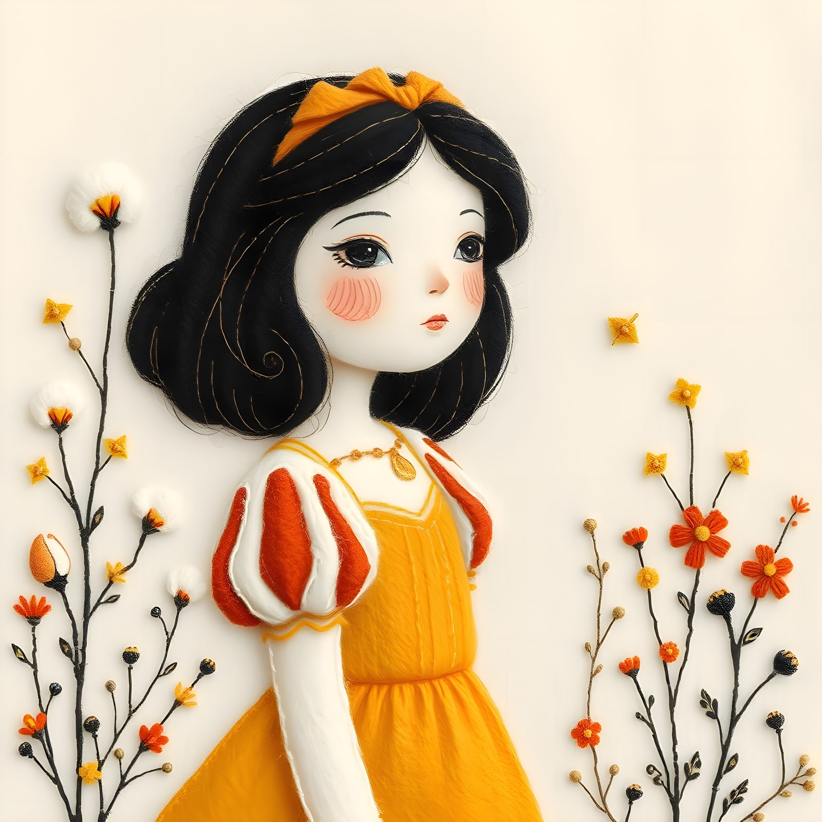 Snow White in Whimsical Scandi Illustration Style