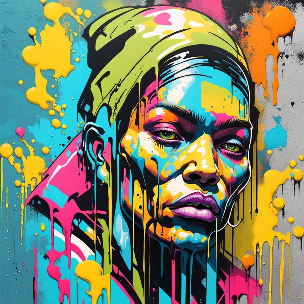 Vibrant Human Form in Dynamic Graffiti Style