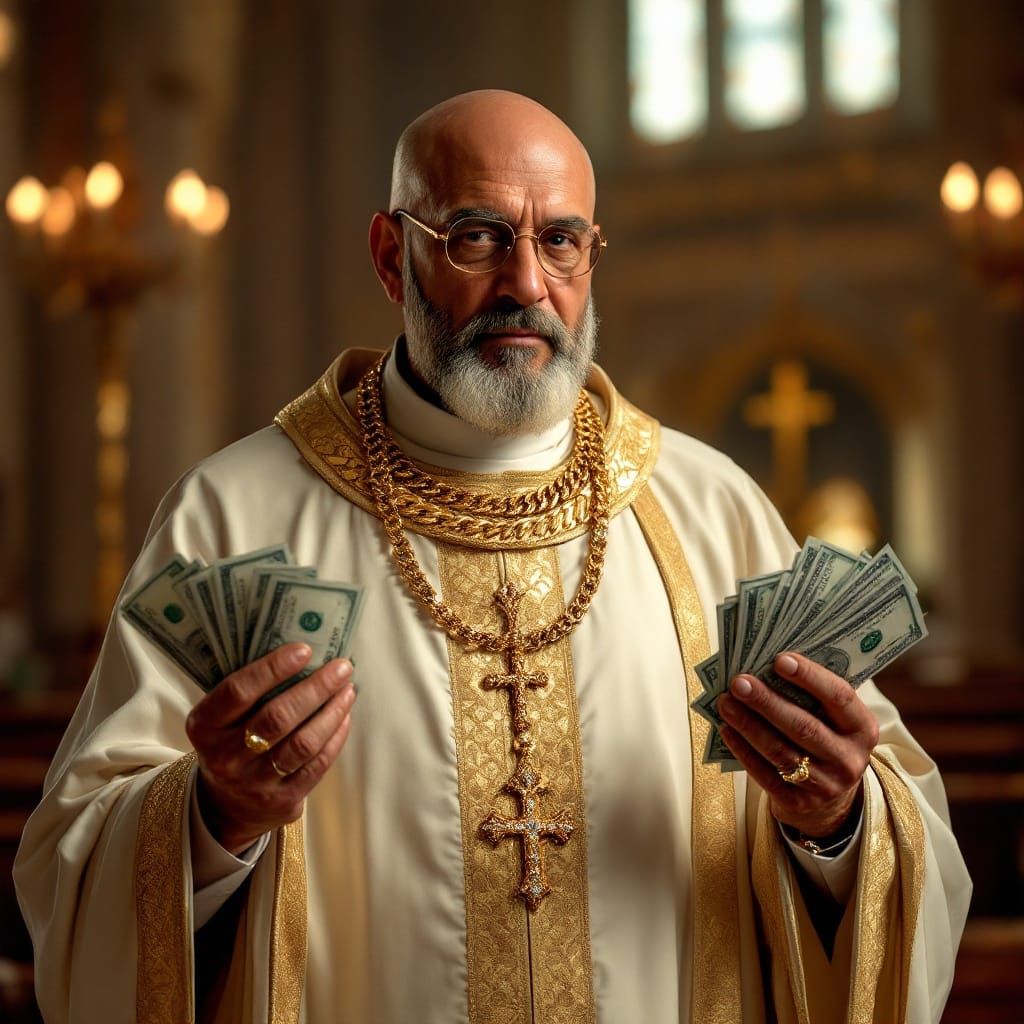 A Wealthy Priest Adorns Church with Gold and Jewels
